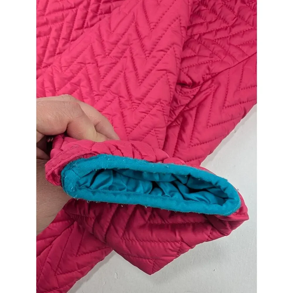 Patagonia Girls XL (14) Pink/Teal Quilted Stand Up Collar Jacket
